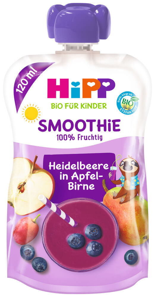 Hipp Smoothie Био Смути закуска ябълка и круша с боровинки 12 М+ 120 г