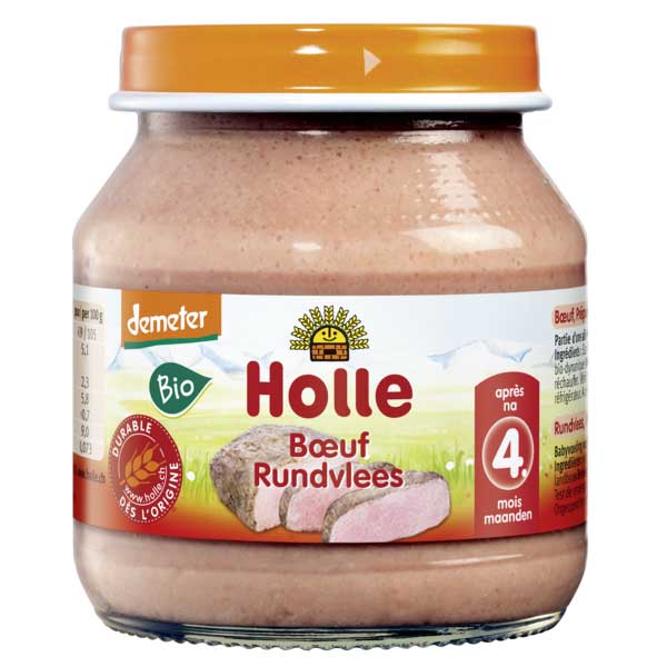 Holle Био пюре с говеждо месо 4М+ 125 гр
