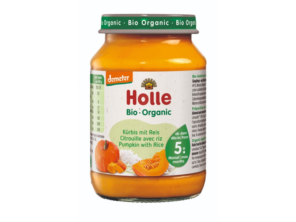 Holle Био пюре тиква с ориз 4М+ 190 гр