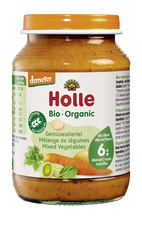 Holle Био пюре зеленчуков микс 6М+ 190 гр