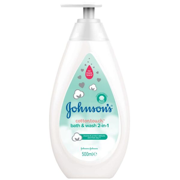 Johnson’s Baby CottonTouch 2в1 Бебешки шампоан за коса и тяло за новородени 500 мл