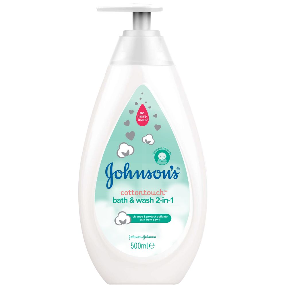 Johnson’s Baby CottonTouch 2в1 Бебешки шампоан за коса и тяло за новородени 500 мл