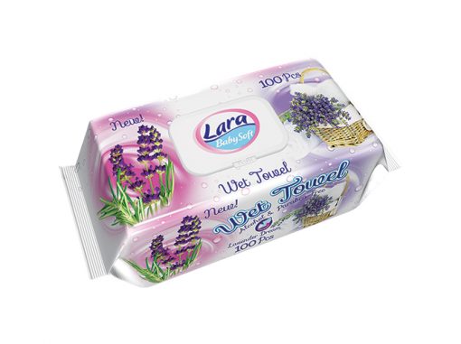 Lara Soft Мокри кърпи с екстракт от лавандула х100 бр