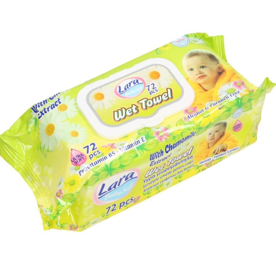 Lara Wet Towel Бебешки мокри кърпички с екстракт от лайка x72 бр