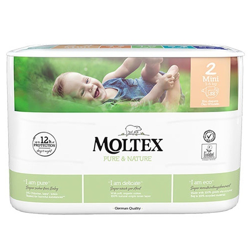 Moltex Mini Пелени за бебета №2 еко 3-6 кг х 38 бр
