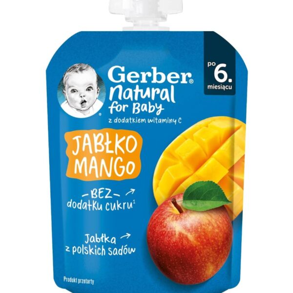 Nestle Gerber Пауч Плодова закуска с ябълка и манго 6м+ 80 гр