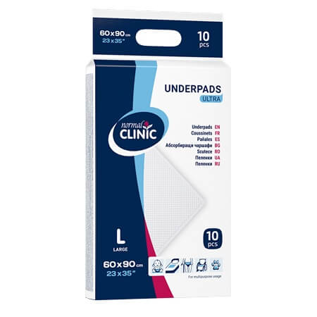 Normal Clinic Ultra Абсорбиращи чаршафи L 90×60 см, 10 бр.