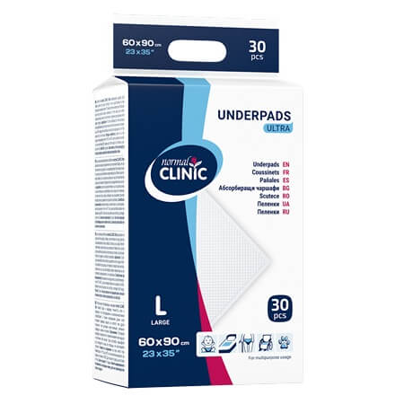 Normal Clinic Ultra Абсорбиращи чаршафи L 90х60 см, 30 бр