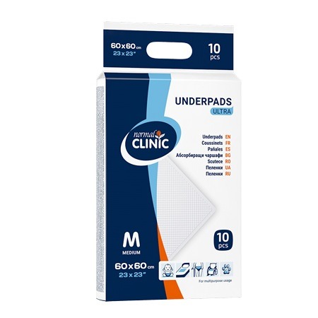 Normal Clinic Ultra Абсорбиращи чаршафи М 60х60 см, 10 бр.