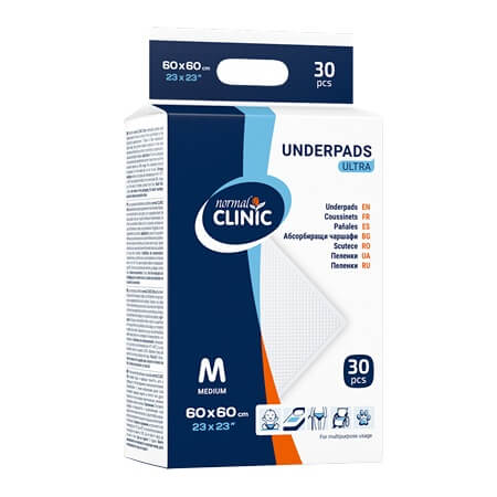 Normal Clinic Ultra Абсорбиращи чаршафи М 60х60 см, 30 бр