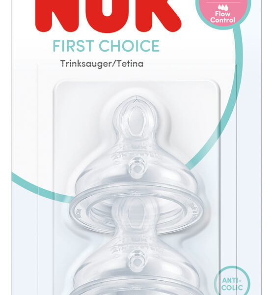 Nuk First Choice+ Силиконов биберон Flow Control 6М+ x 2 броя