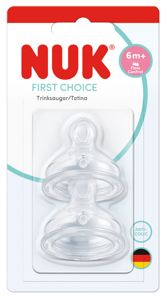Nuk First Choice+ Силиконов биберон Flow Control 6М+ x 2 броя