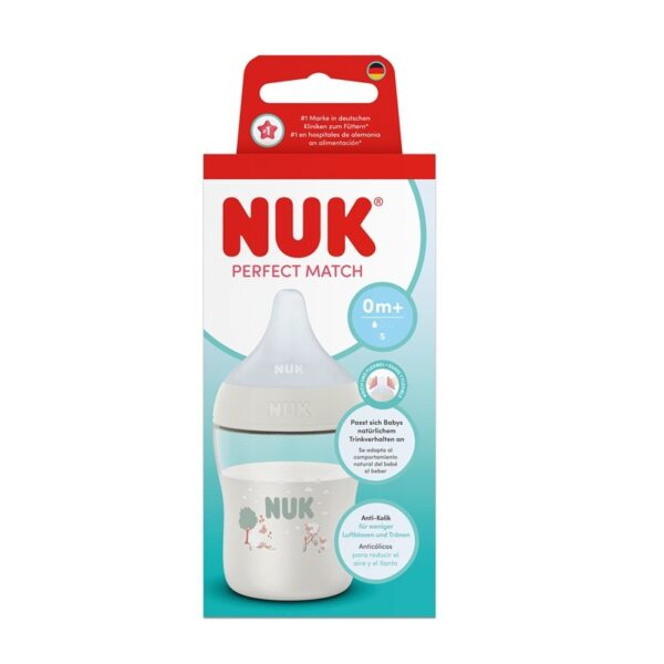 Nuk Perfect Match Temperature Control PP Шише със силиконов биберон S 0M+ Овца зелена 150 мл