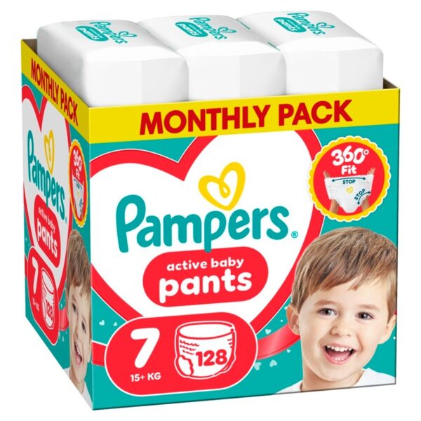 Pampers Active baby Monthly pack Пелени-гащички Размер 7 х 128 бр