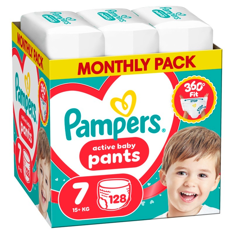 Pampers Active baby Monthly pack Пелени-гащички Размер 7 х 128 бр