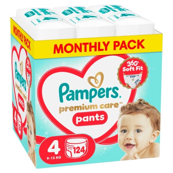 Pampers Premium care Monthly pack Пелени-гащички Размер 4 х 124 бр