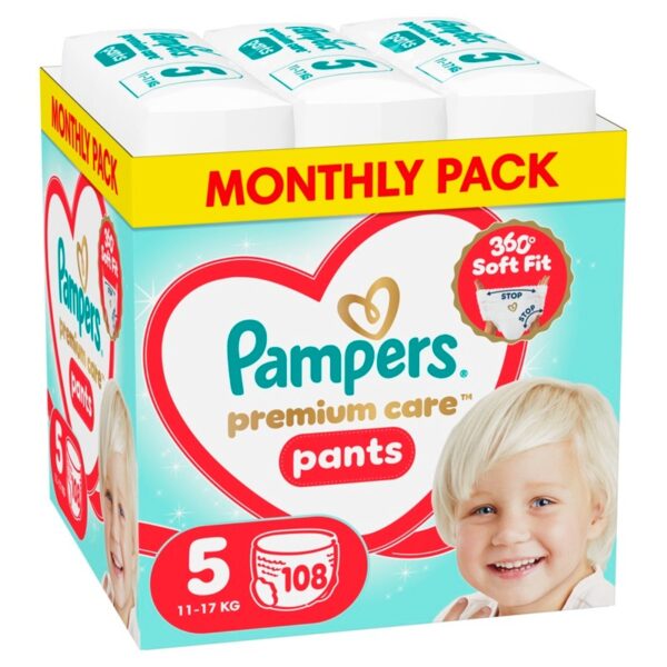 Pampers Premium care Monthly pack Пелени-гащички Размер 5 х 108 бр