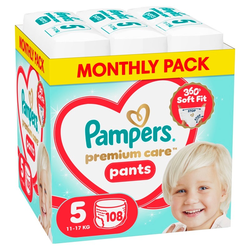 Pampers Premium care Monthly pack Пелени-гащички Размер 5 х 108 бр