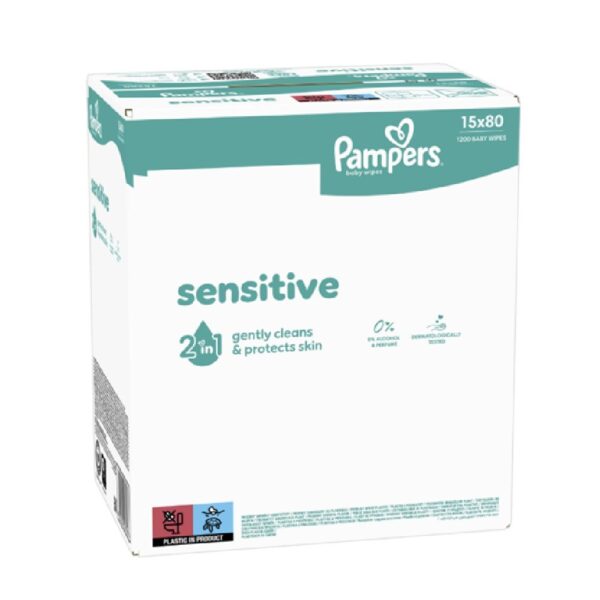 Pampers Sensitive Бебешки мокри кърпички 15 x 80 бр