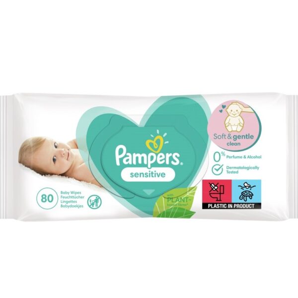 Pampers Sensitive Fragrance Free Бебешки мокри кърпички 80 бр