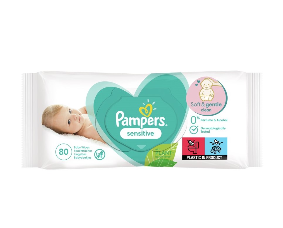 Pampers Sensitive Fragrance Free Бебешки мокри кърпички 80 бр