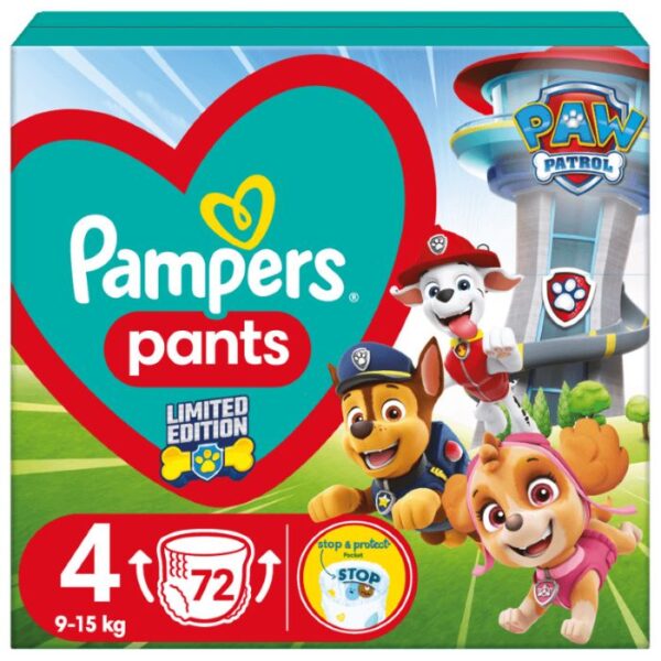 Пелени гащички Pampers GPP S4 Paw Patrol 9-15 кг 72 бр