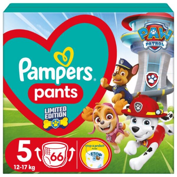 Пелени гащички Pampers GPP S5 Paw Patrol 12-17 кг 66 бр