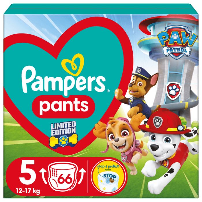 Пелени гащички Pampers GPP S5 Paw Patrol 12-17 кг 66 бр