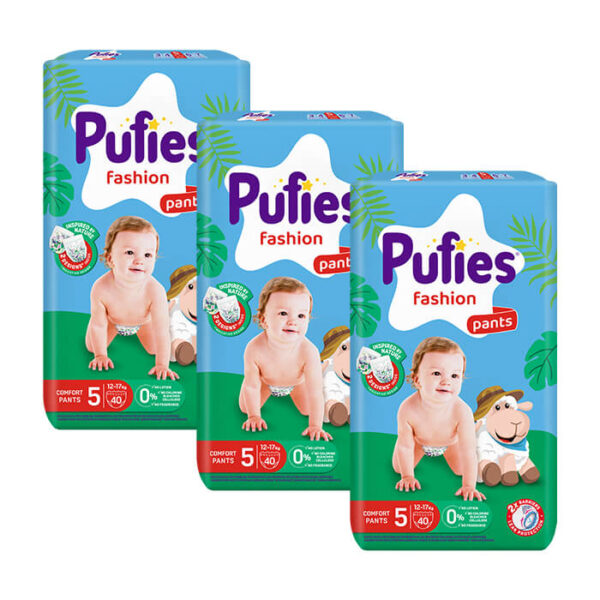 Пелени - гащички Pufies MP Pants Fashion размер 5 Junior 12-17 кг 40 бр х 3 пакета Комплект