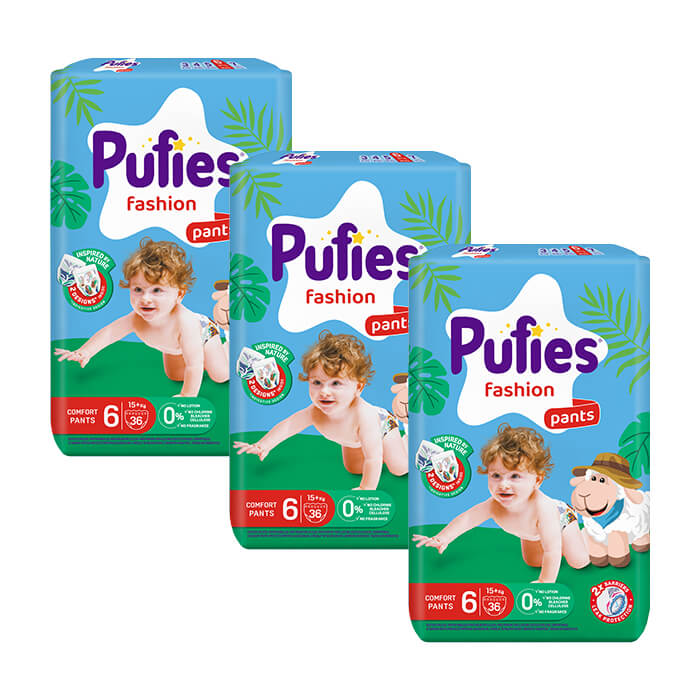 Пелени - гащички Pufies MP Pants Fashion размер 6 15+ кг 36 бр х 3 пакета Комплект