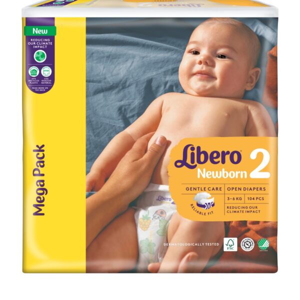 Пелени Libero Newborn Размер 2 Mega Pack 3-6 кг 104 броя