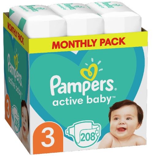 Пелени Pampers Active Baby Размер 3 S 208 бр Procter & Gamble