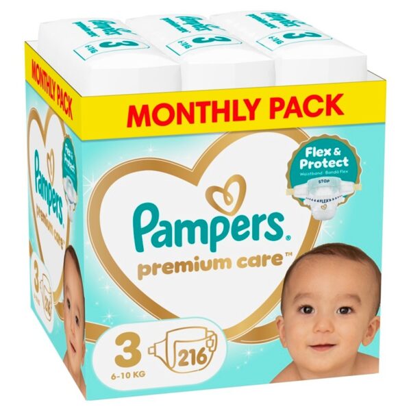Пелени Pampers Premium Care Monthly pack Размер 3 x 216 бр
