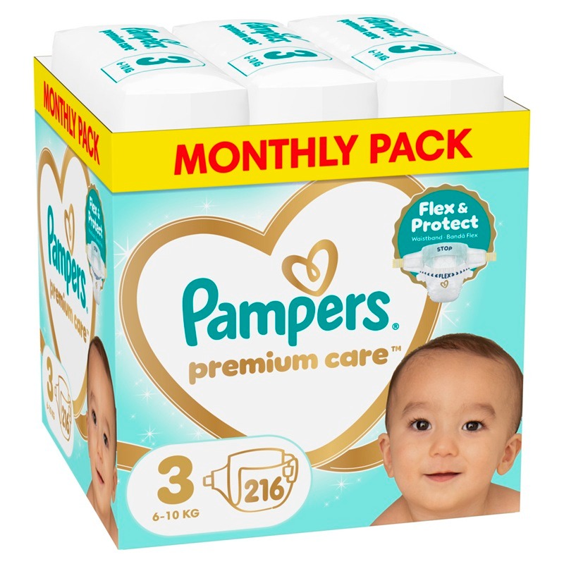 Пелени Pampers Premium Care Monthly pack Размер 3 x 216 бр