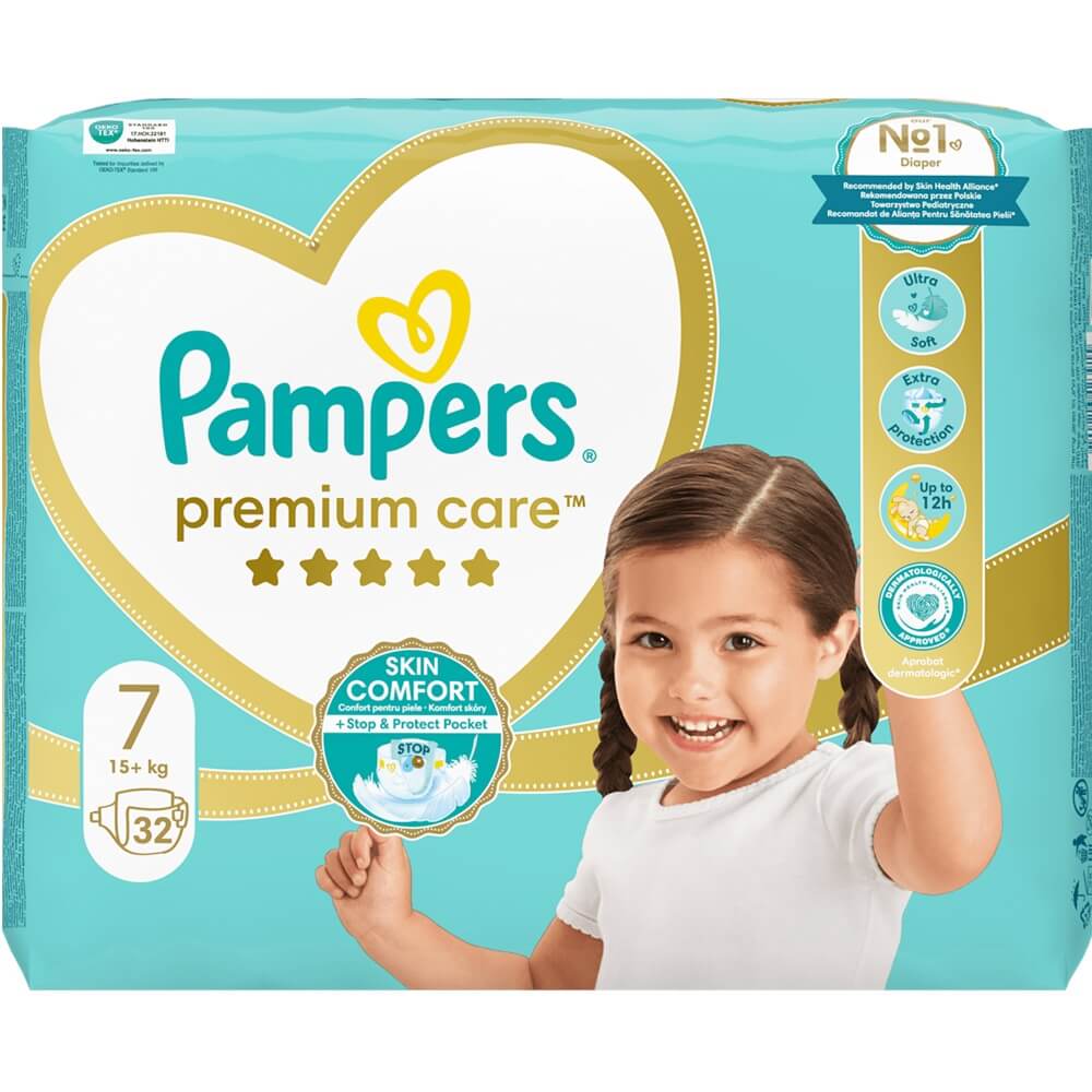 Пелени Pampers Premium Care Размер 7, 15 кг+ 32 бр
