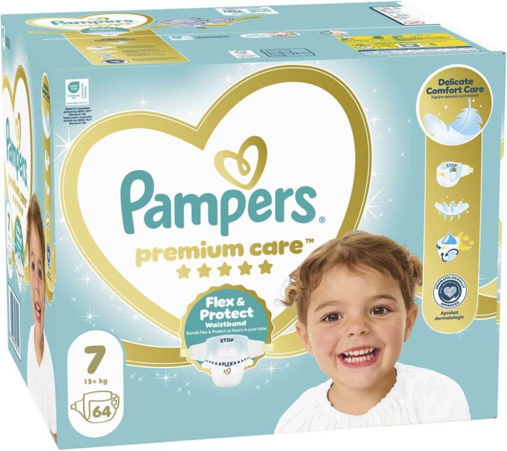 Пелени Pampers Premium Care Размер 7, 15 кг+ 64 бр