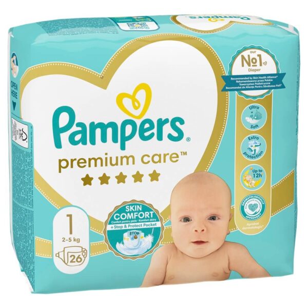 Пелени Papmpers Premium Care Размер 1 New born 26 бр