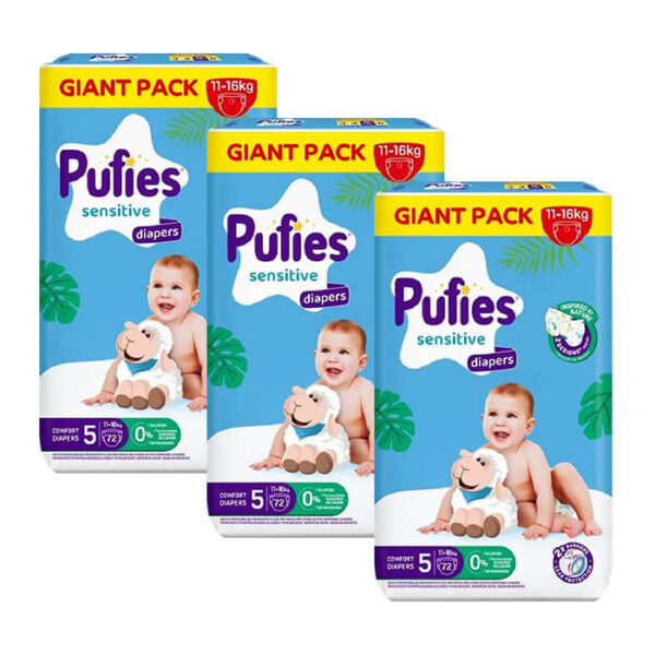 Пелени Pufies GP Sensitive размер 5 Junior 11-16 кг 72 бр х 3 пакета Комплект