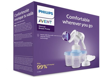 Philips Avent Ръчна помпа за кърма Natural Motion + Чаши за кърма Via Natural 3 бр + Биберон Natural 0М+ + Еднократни подплънки Комплект