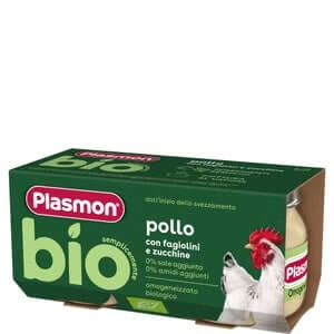 Plasmon Bio Пюре пиле със зелен фасул и тиквички 6М+ 80 г х 2 броя
