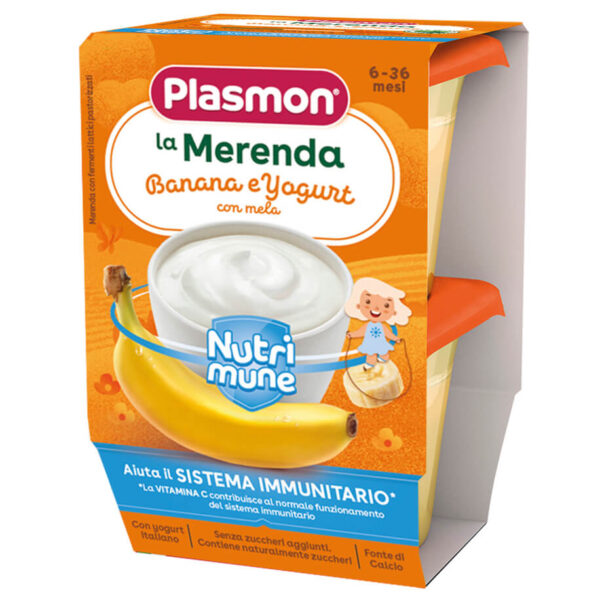 Plasmon Nutrimune Млечен десерт банан и йогурт 6М+ 2 х 120 г
