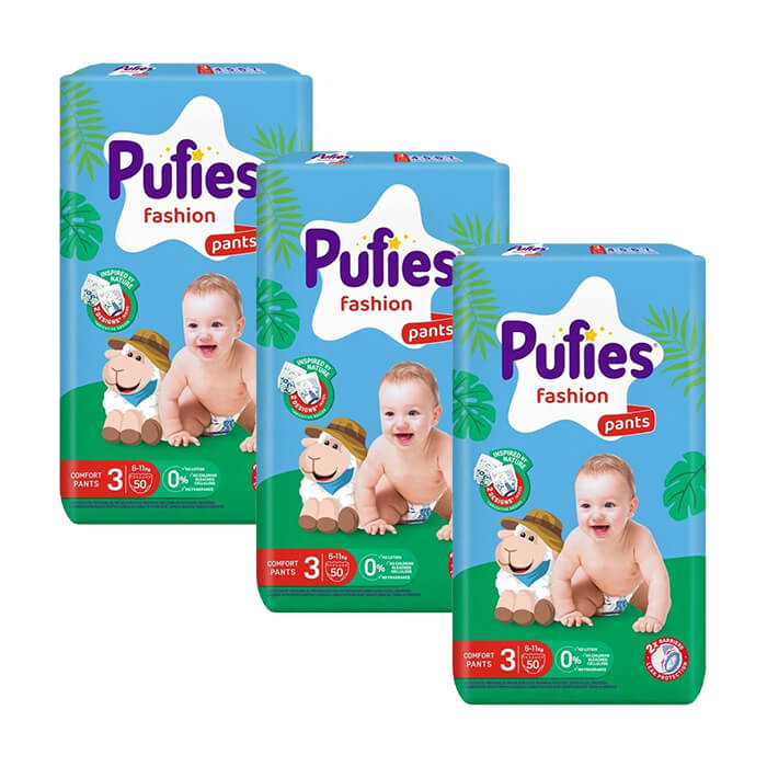 Pufies Fashion Pants 3 Midi Пелени - гащички 9-15 кг 50 бр х 3 пакета Комплект