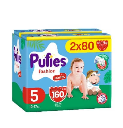 Pufies Pants Fashion 5 Junior Пелени - гащички 12-17 кг 2 х 80 бр Комплект