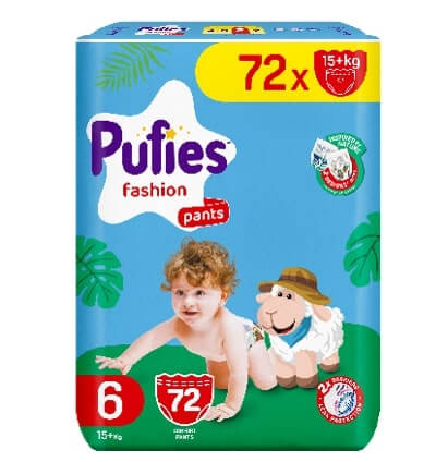 Pufies Pants Fashion 6 Extra Large Пелени - гащички 15+ кг х 72 бр