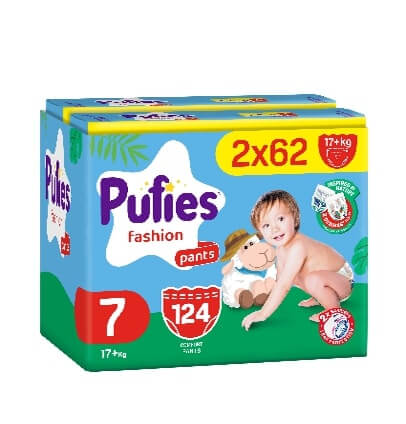 Pufies Pants Fashion 7 XL Пелени - гащички 17 кг+ 2 х 62 бр Комплект