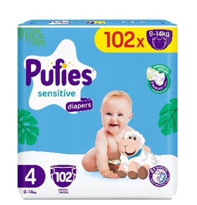 Pufies Sensitive 4 Maxi Бебешки Пелени 9-14 кг х 102 бр