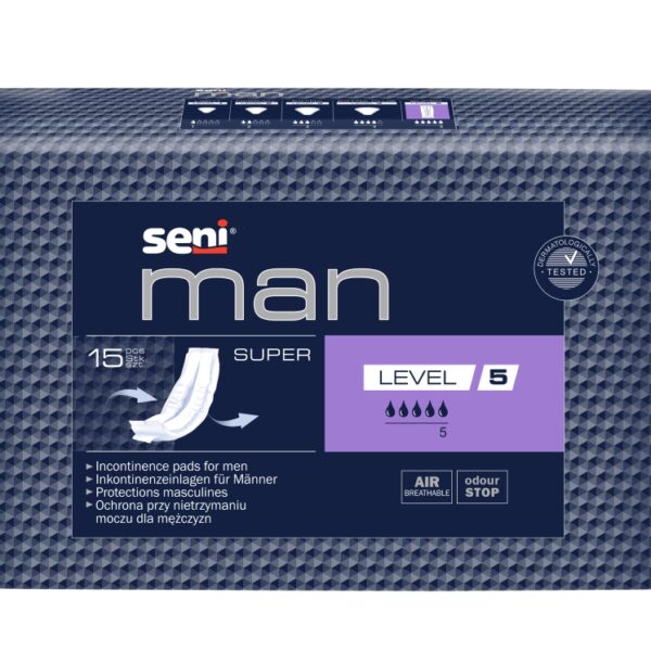 Seni Man Super урологични подложки за мъже 5 капки х 15 бр