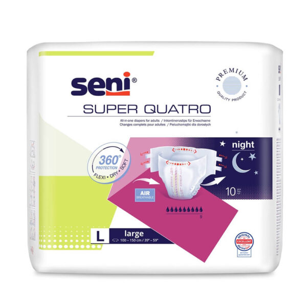 Seni Super Quatro Пелени за възрастни с тежка инконтиненция, размер L х10 бр.