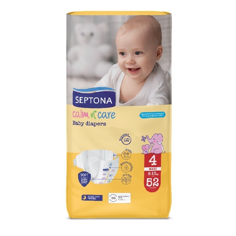 Septona Calm N'Care Пелени за бебета Maxi №4 8-13 кг 52 бр