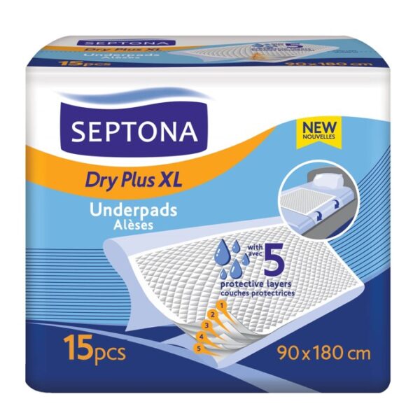 Septona Dry Plus Underpads Еднократни чаршафи 90x180 см, 15 бр.